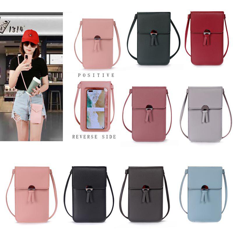 Women Transparent Touch Screen Mini Phone Pouch Shoulder Strap Mobile Bag With Snap Closure