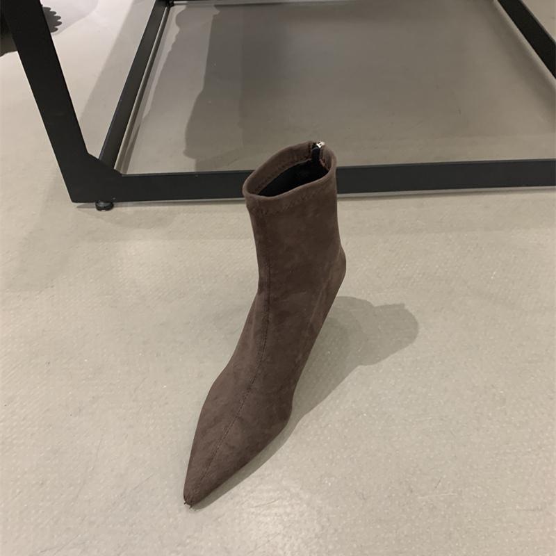 Autumn High Heel Stretch Slim Women Ankle Boots Autumn Ladies Elegant Pointed Toe Short Botas Zapatos De Mujer