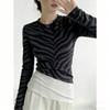 Spring Europe America Sexy Zebra Stripe Print Women's Tees Tops Fashion Street Women Long Sleeve Clothing Outdoor Casual T-shirt Pullover