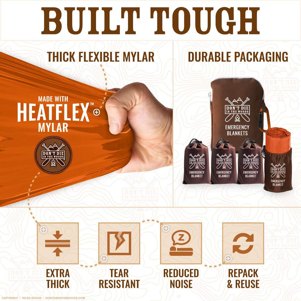 Tough Emergency Blanket Extra Thick Thermal Mylar Foil Space Blanket Waterproof Ultralight Outdoor Survival Gear for Hiking Camping Running Emergency