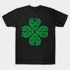 Men Black Print T-shirt Saint Patrick'S Celtic Shamrock - Faded No-Cut Transfer Paper Print Cotton Tshirt