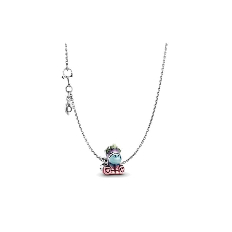 Pandora Colorful Rainbow Unicorn Bruno Charm Silver Beads + original chain серебряный