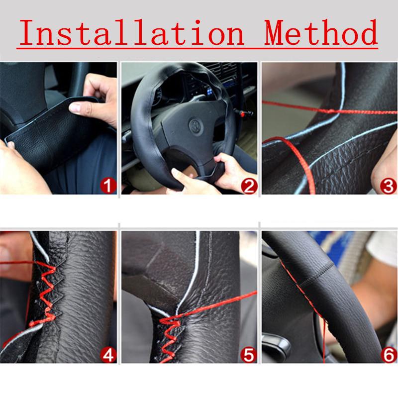 Braid On Steering Wheel Car Steering Wheel Cover With Needles and Thread Diameter 38cm