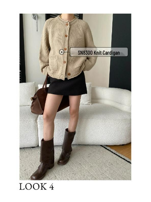 Sinan Send American Retro A-line High Waist Woolen Short Skirt SN8323