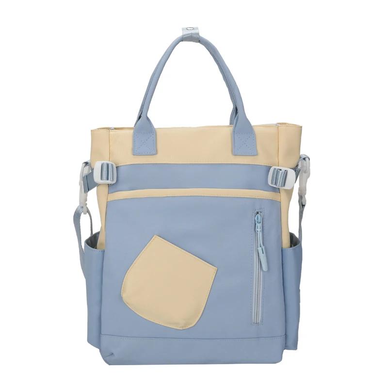 Practical Large Capacity Canvas Bag Solid Color Zipper Casual Bag Backpack for Girls and Boys