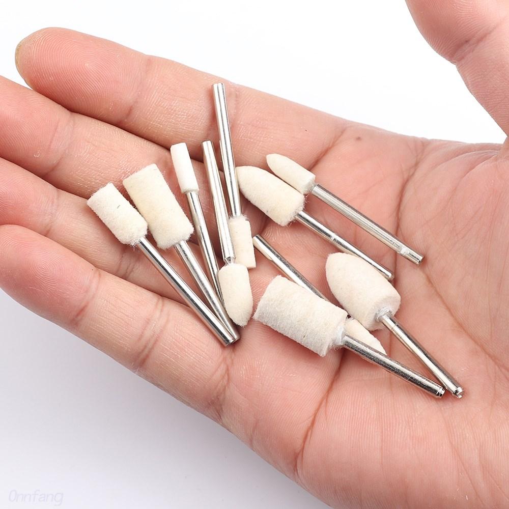 10Pcs/5Pcs Wool Felt Mounted Polishing Buffing Wheel OD 3-10mm Grinding Head for Dremel Drill Rotary Tool 3mm Shank