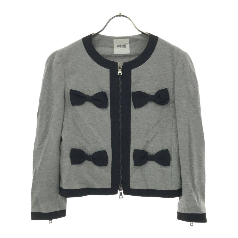 Moschino No Color Jacket 6 Gray Bicolor Ribbon Women Used