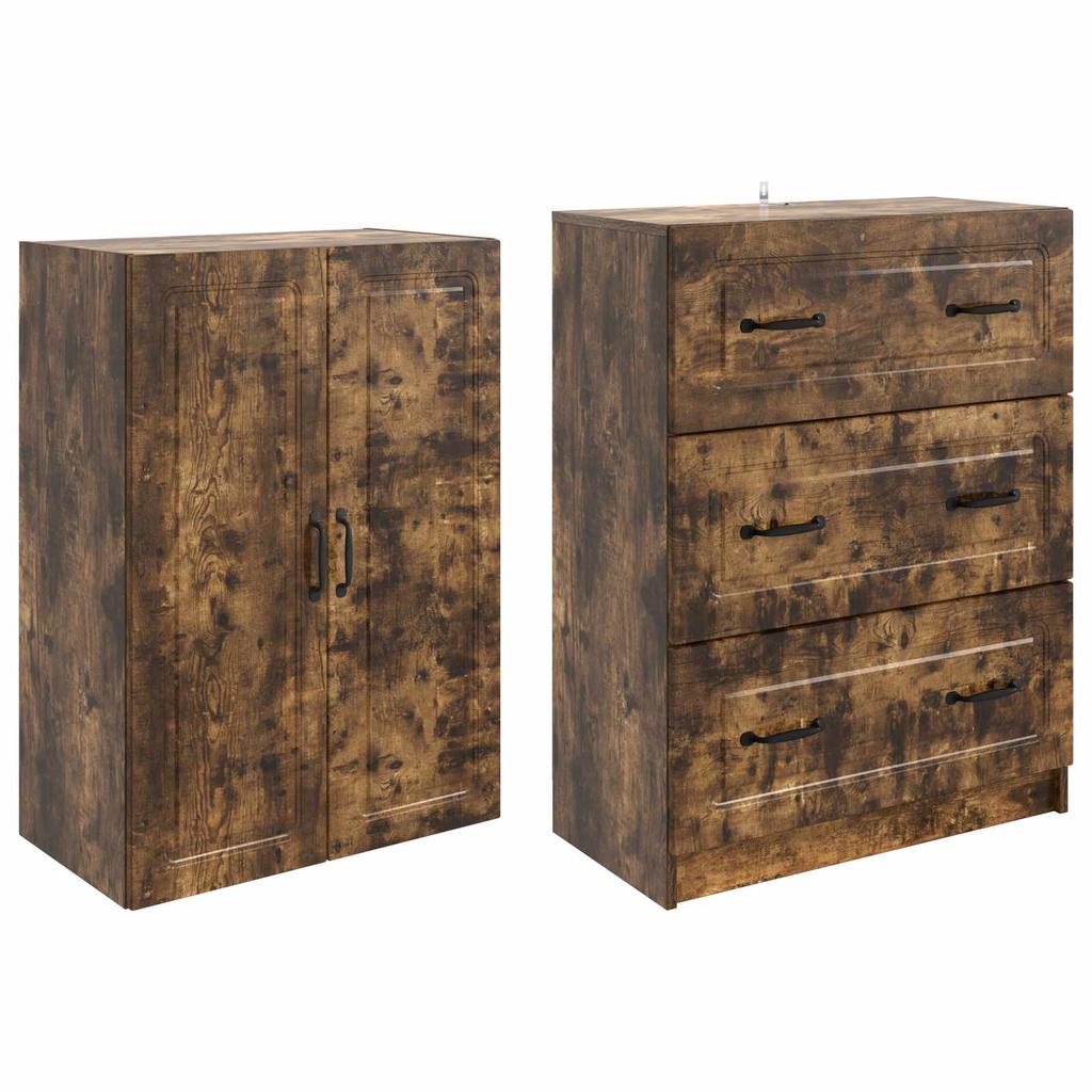 2 Piece Cabinet Set Smoked Oak 66 x 34.5 x 87 cm