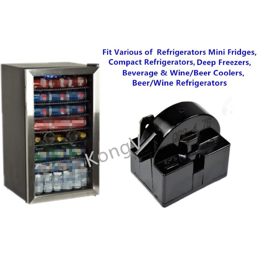1 Pin QP2-4.7 Start Relay and Overload Kit for Mini Fridge,Compact Refrigerator,Beverage & Wine/Beer Cooler,Deep Freezer