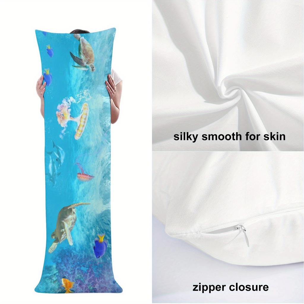 Jellyfish and Turtle Pattern Body Pillowcase Long Pillowcase Outer Space Pillowcase Durable and Easy To Clean - Zippered 20 "x60