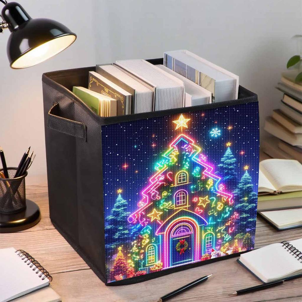 A Glowing Little House 5D Diamond Painting Storage Basket Full Round Drill Mosaic Diamond Embroidery Cross Stitch Kits Home Decor Home Decor