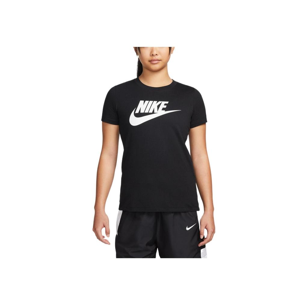 Nike Letter Logo Print American Vintage Sports Crew Neck Casual Short Sleeve T-Shirt Women Tops Black AT2784-010