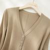 Women's V-Neck Wool Blend Ribbed Cardigan