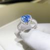 Aquamarine Blue Moissanite Heart Ring for Women - 1-2 Carat Diamond Couple Wedding Proposal Jewelry
