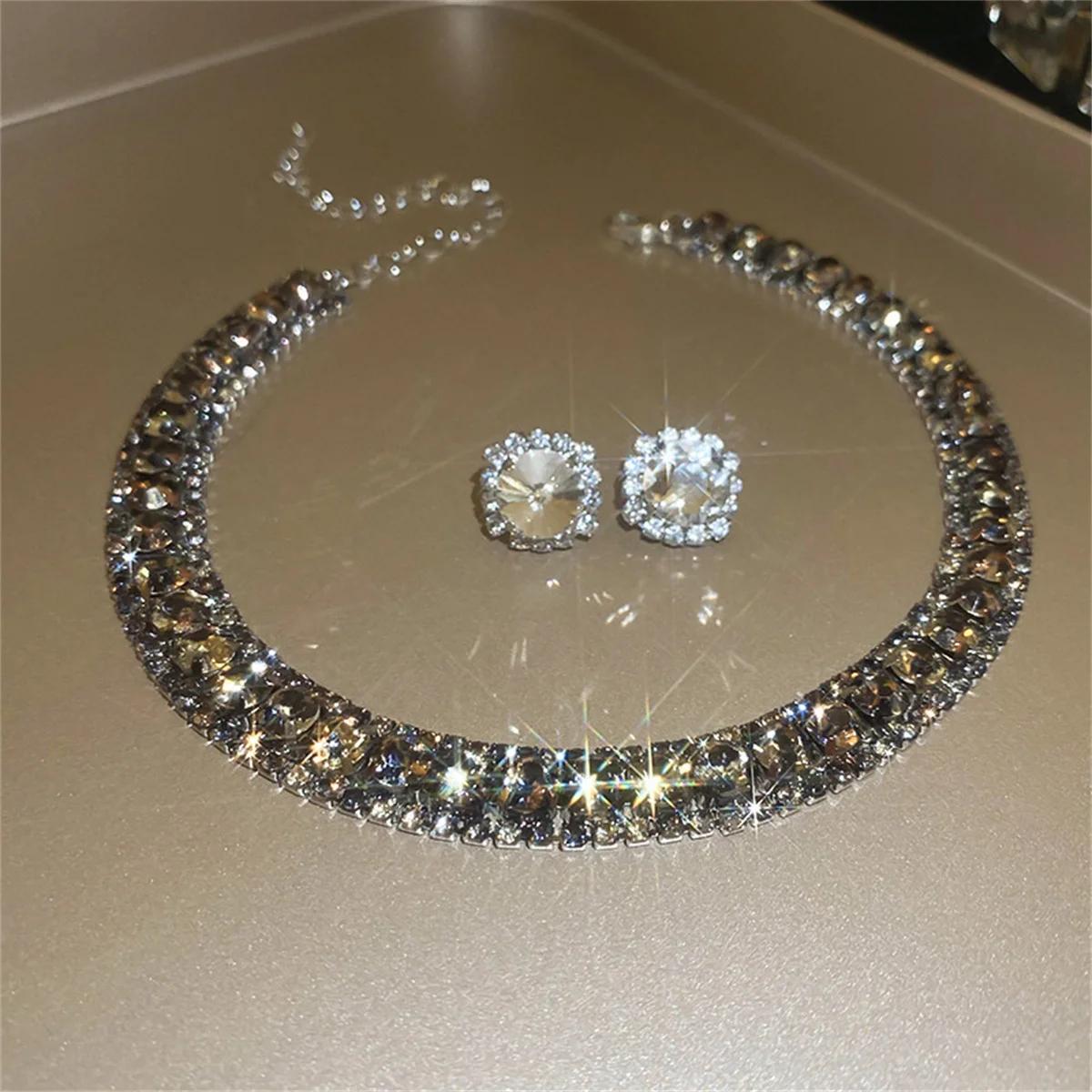 

FYUAN Роскошный набор из хрустального колье и серег, колье с черным леопардовым принтом для женщин, свадебная вечеринка, наборы с цирконами, аксессуары