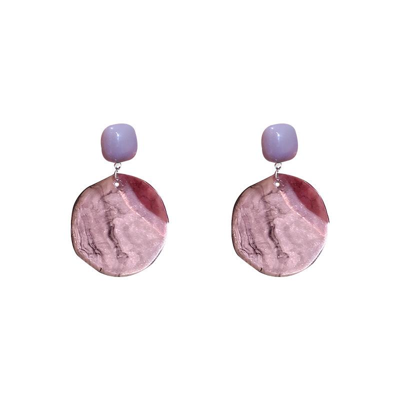 Hong Kong Style Retro Olive Green Smudged Earrings Women's Exaggerated Design Stud Earrings