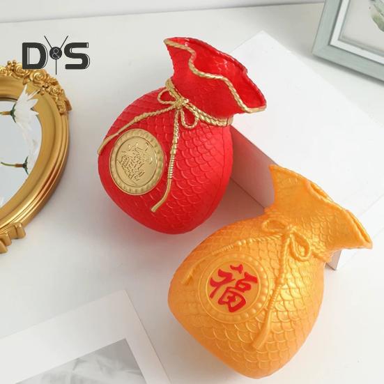 Lucky Bag Vase Wealth Bag Flower Vase Table Centerpiece Fortune Bag Money Bag Figurine for Bedroom Office Chinese New Year Decor