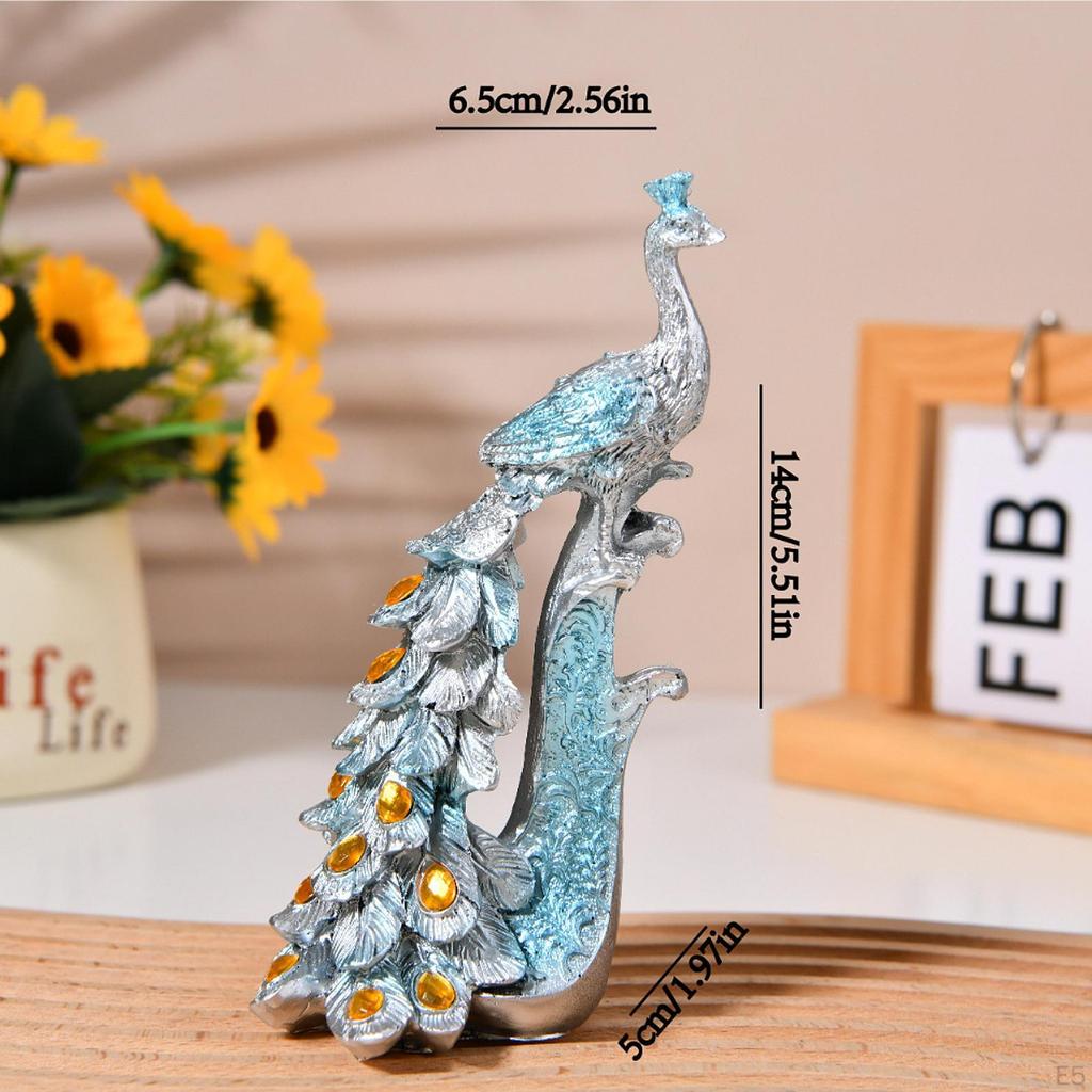 Animal Peacock Statue Home Art Decor Nordic Stylish Collection Figurine for Living Room