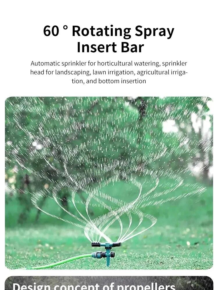 1pc Garden Sprinkler,Rotating Lawn Sprinkler For Yard 360-DegreeAutomatic Rotating Three-Fork Sprinkler Head Lrrigation RotarySp