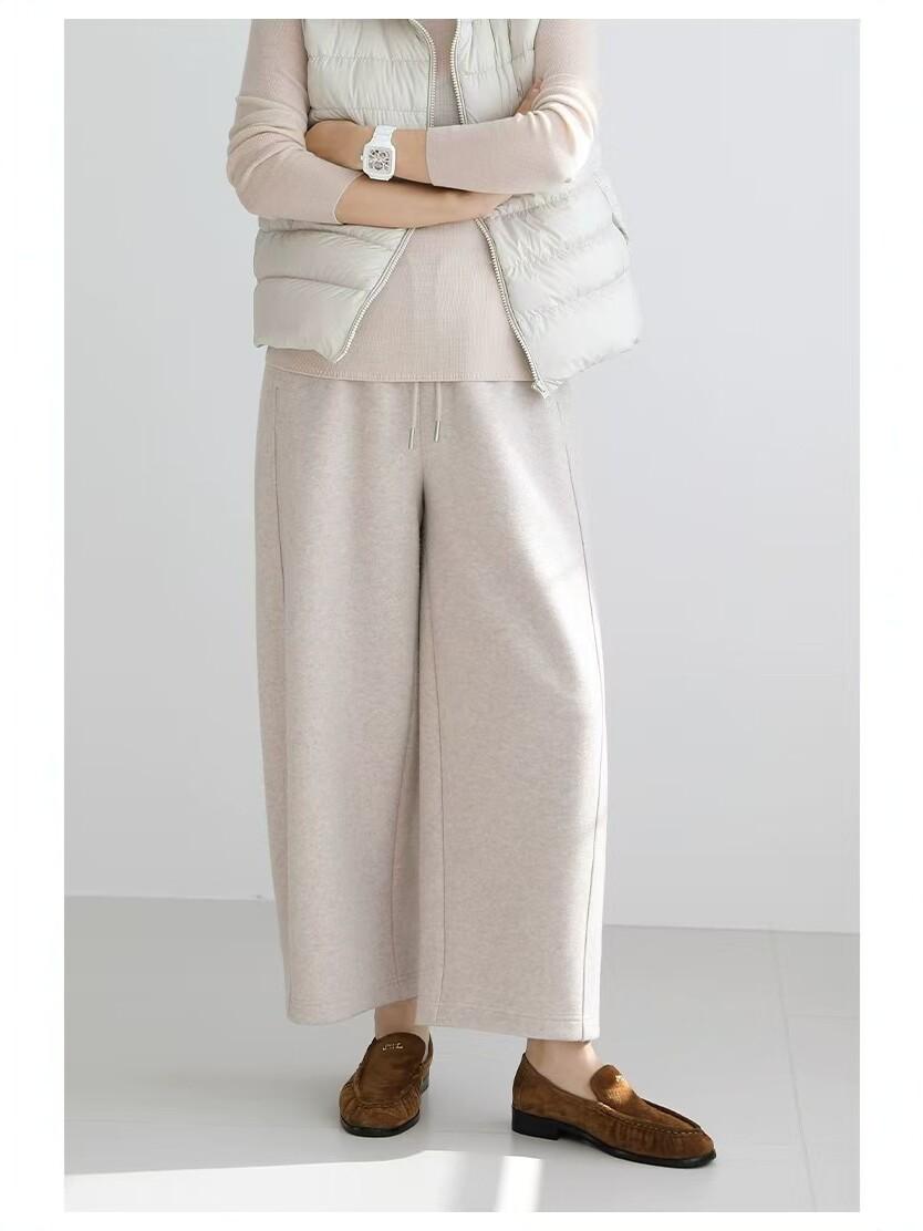 2026 Spring Women s High-Waisted Drapey Wide-Leg Cotton Blend Pants - Loose, Slimming, and Versatile. Large