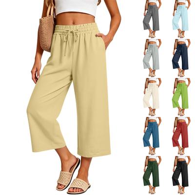 Women's Loose-fitting Wide-leg Pants, Casual Loose-fitting Pants, High-elastic Waistband, Long Pants With Pockets