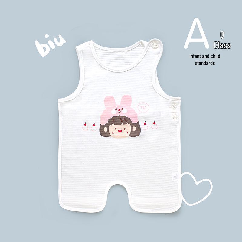 Bavoir d'été mignon Tao Baby en coton à demi-dos et leggings fins protecteur de ventre pour nouveau-nés