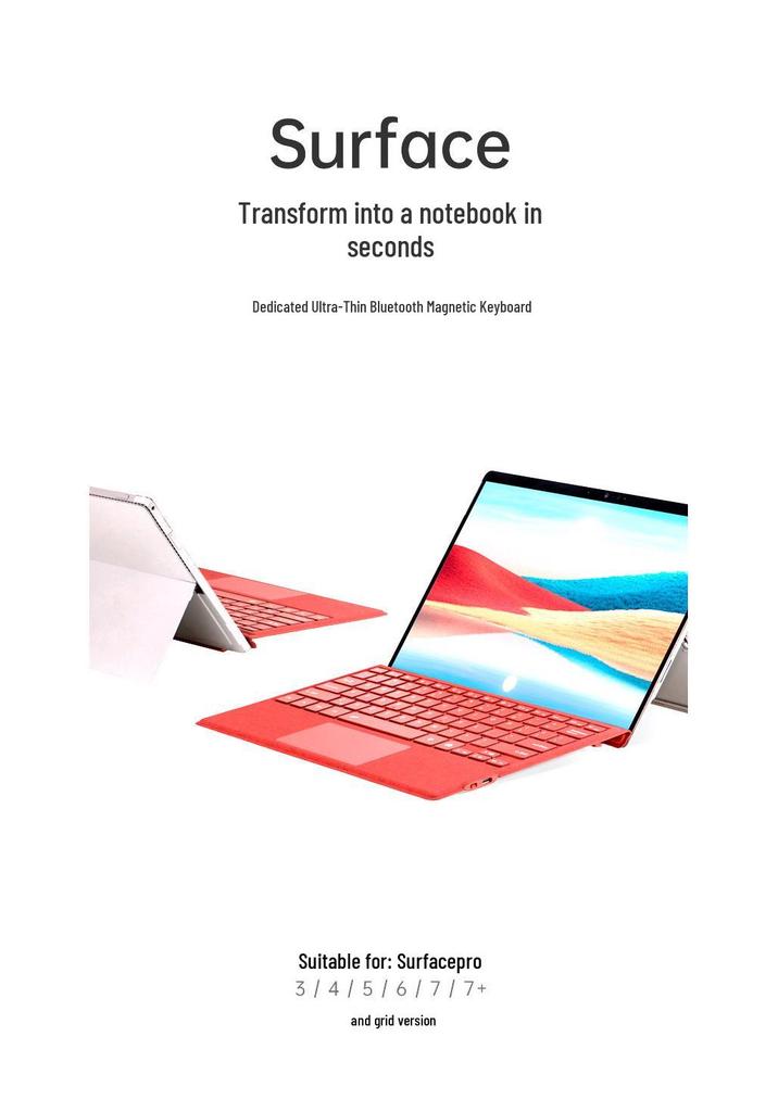 Microsoft Surface Pro7/6/5/4/3 Bluetooth Keyboard - Seven-Color Backlit Touch