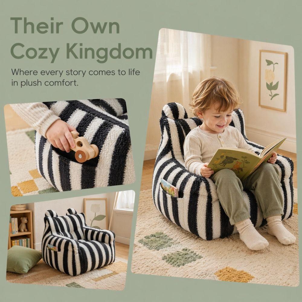 Comfortable Ergonomic Lazy Sofa Soft Fabric Kids Sofa Chair Children's Bear Sofa Bedroom