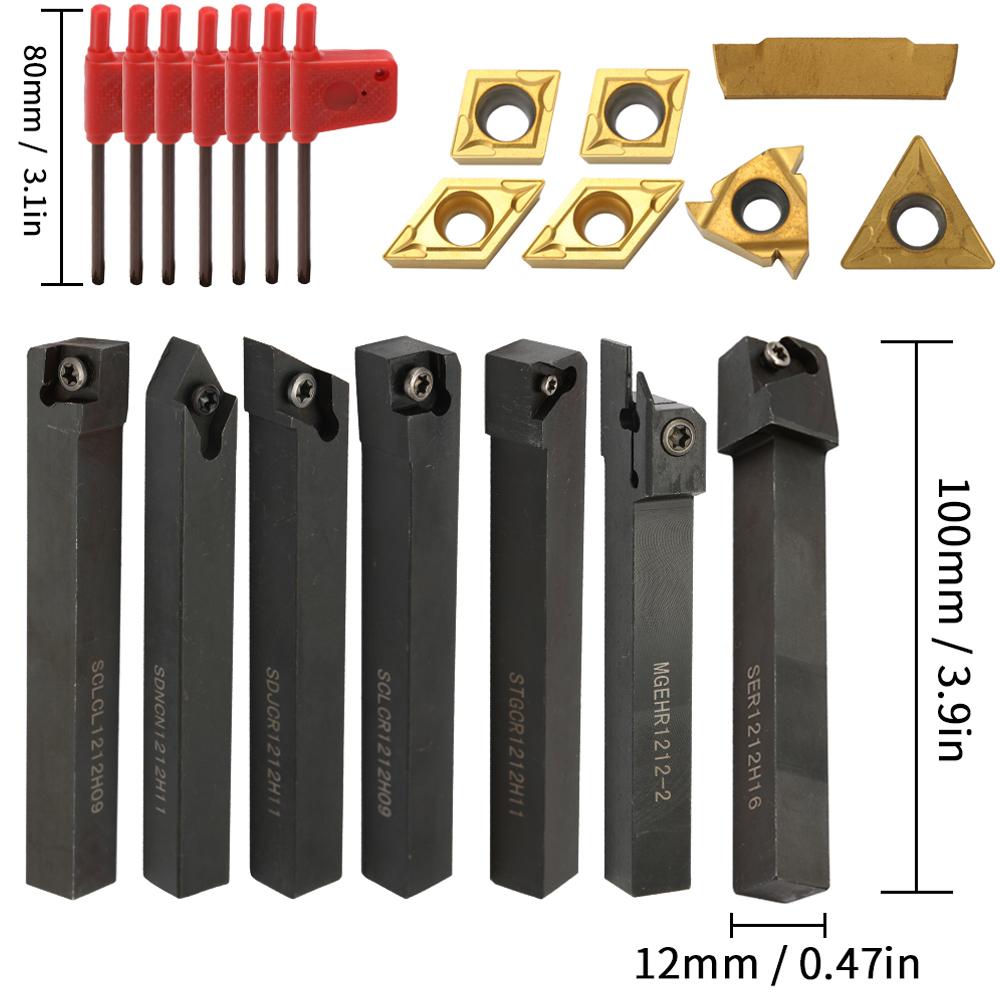 21PCS Multifunctional Solid Carbide Inserts Holder Boring Bar With Wrenches For Lathe Turning Tools