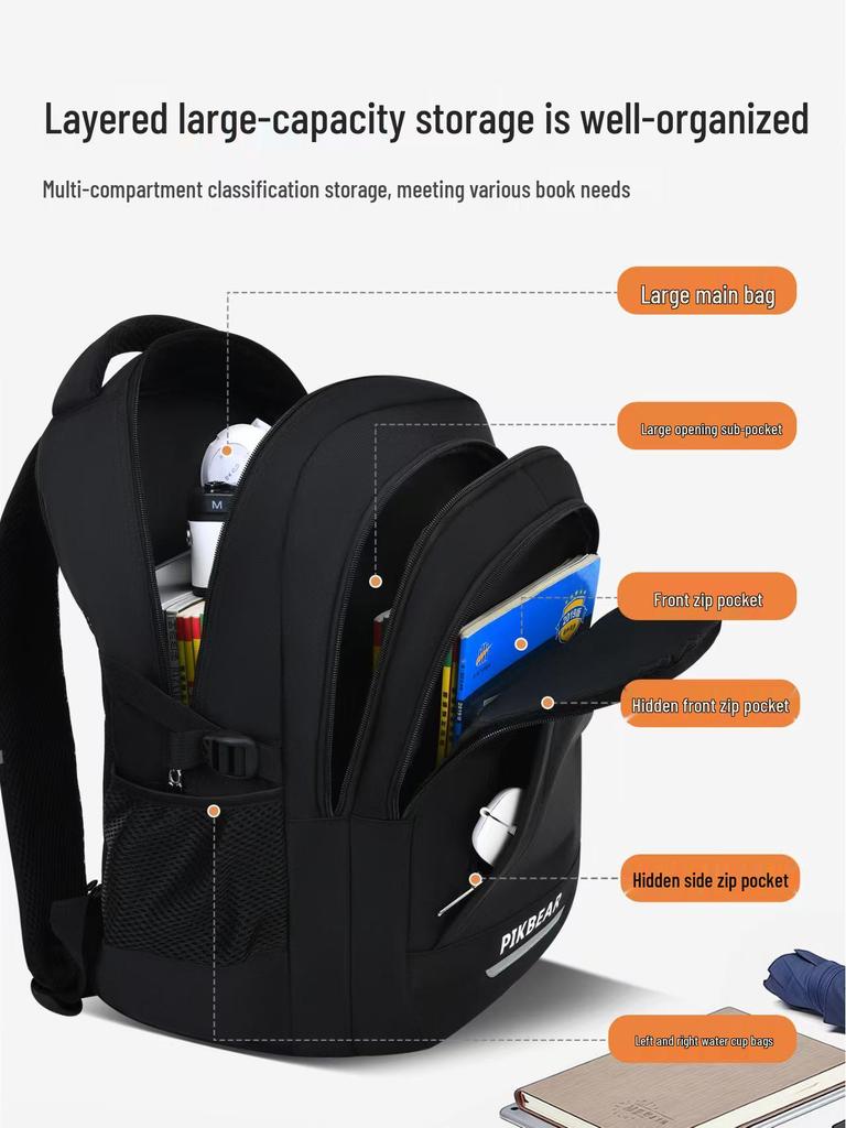 Large Capacity School Backpack for Students: Computer Compartment, Burden Reduction Design, Suitable for Boys In Elementary To High School.