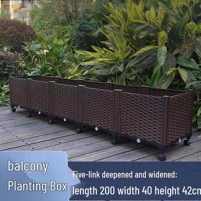 Modular Deepened Plastic Planter Box with Wheels
