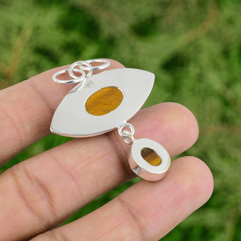 Morsdagserbjudande 925 Sterlingsilver Tigeröga Sten Födelsedag Hänge Smycken