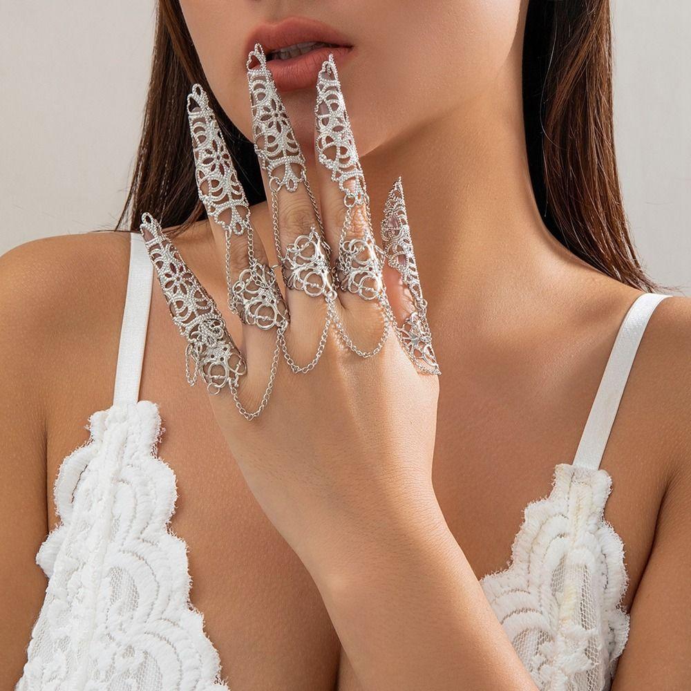 Gioielli per le Mani Braccialetti da Dita Gotici Anelli per Dita Punk Punk Nuovi Braccialetti a Catena per Dita e Polso Donna