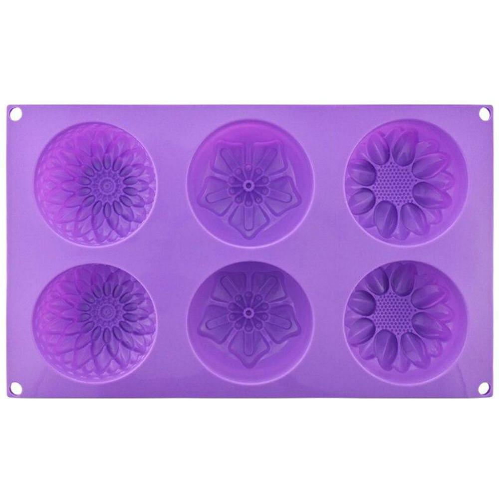 Blume geformte Silikon DIY handgemachte Kerze Kuchen Form liefert 6 Loch Handwerk Seife Form Werkzeug
