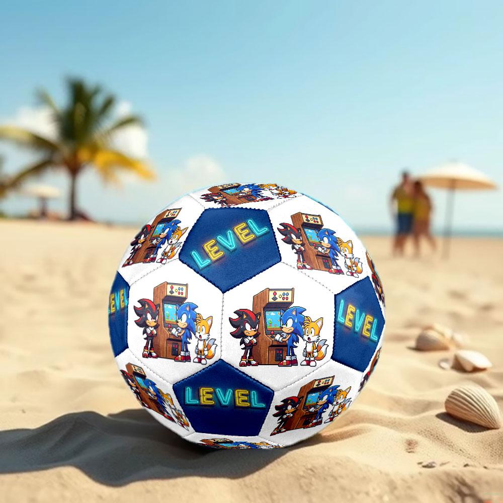 1pc Sonic the Hedgehog Soccer Ball Size 5 Indoor Soccer Ball Fashion Colorful Backyard Game - Great For Sports Fans Gift HE56