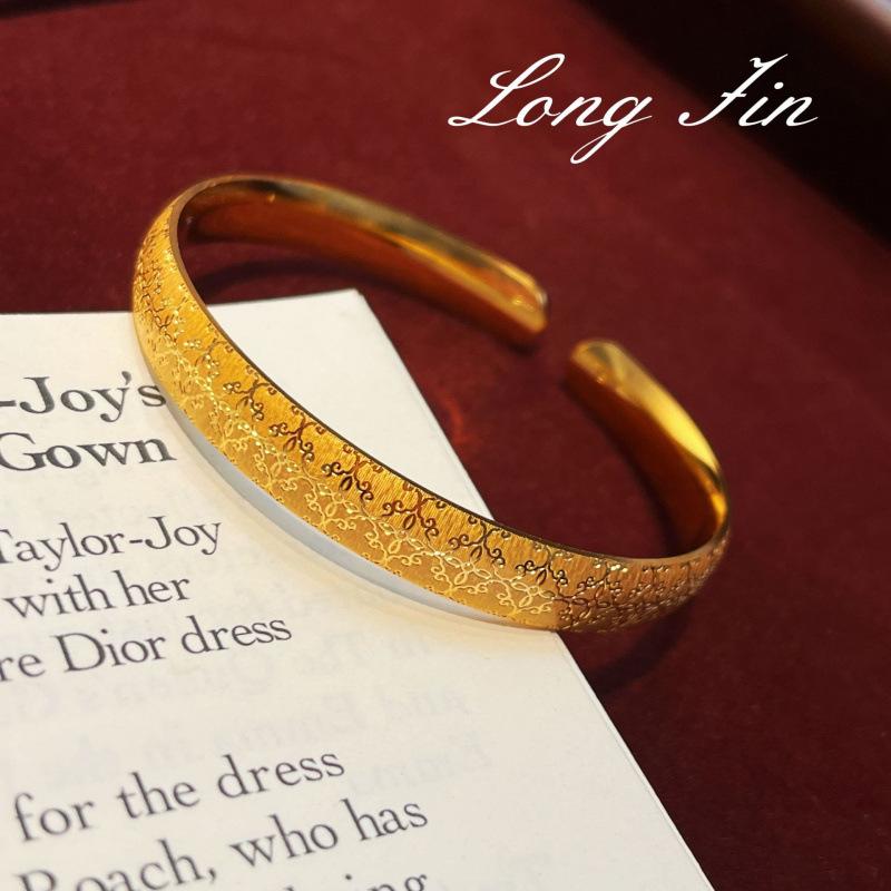 Xu Engraved Soft Light Bracelet Persimmon Pattern Auspicious Cloud Pattern Closed Opening Light Luxury Bracelet Live Broadcast Special Supply