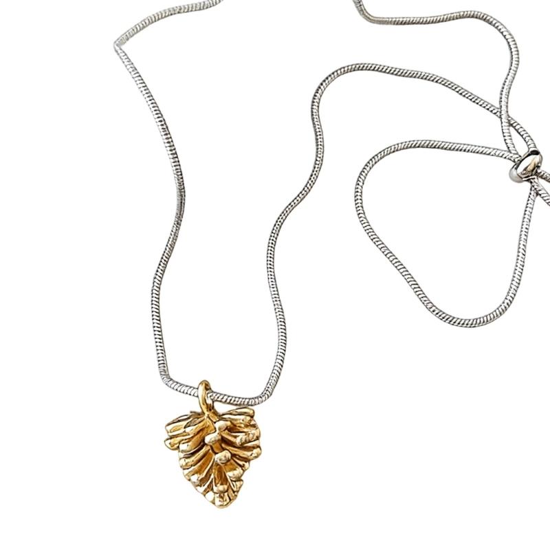 Adjustable Necklace with Silver Pine Cone Charm for Everyday Wear Versatile Styling Comfortable Designs