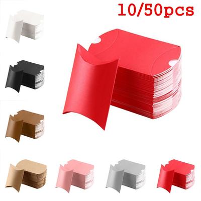 10/50pcs Cute Wedding Favors Xmas Paper Candy Boxes Christmas Pillow Shape Kraft Gift Bag