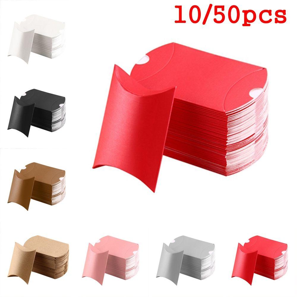 10/50pcs Party Present pouch Wedding Favors Christmas Paper Candy Boxes Kraft Gift Bag Pillow Shape
