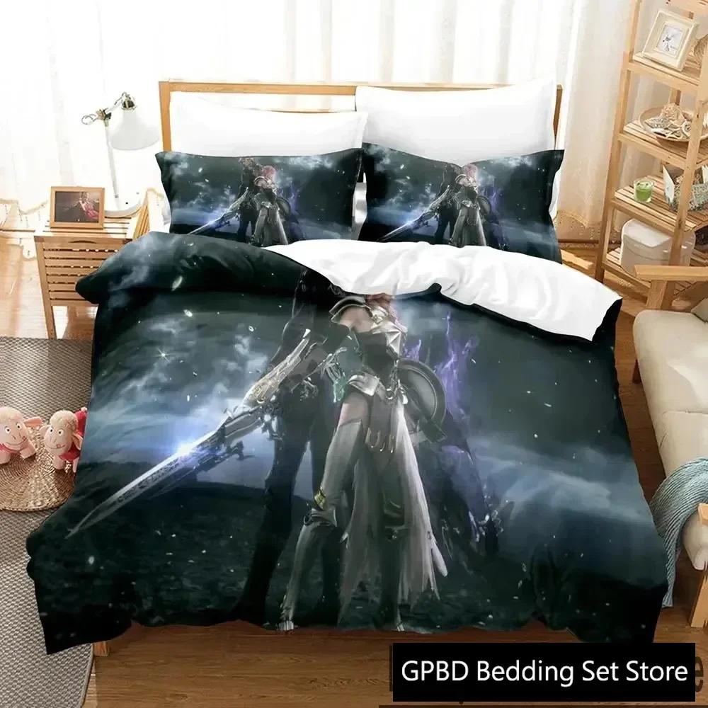 Anime Game Final Fantasy Xiii-2 Bedding Set 3D Printed Suitable For Bedroom Duvet Cover Set With Pillowcases Kids Home Textile