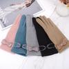Women's Winter Velvet Warm Touchscreen Gloves - Korean Style for Cycling and Driving