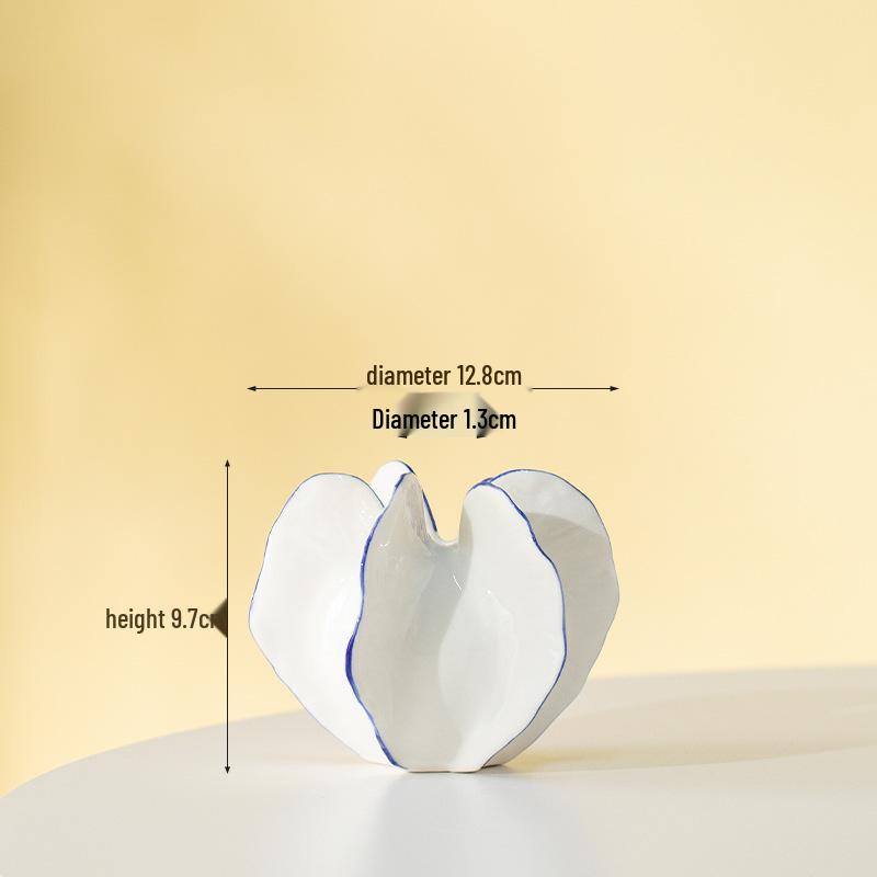 Nordic Style Light Luxury Ceramic Vase with White Artificial Flowers for Living Room Decoration