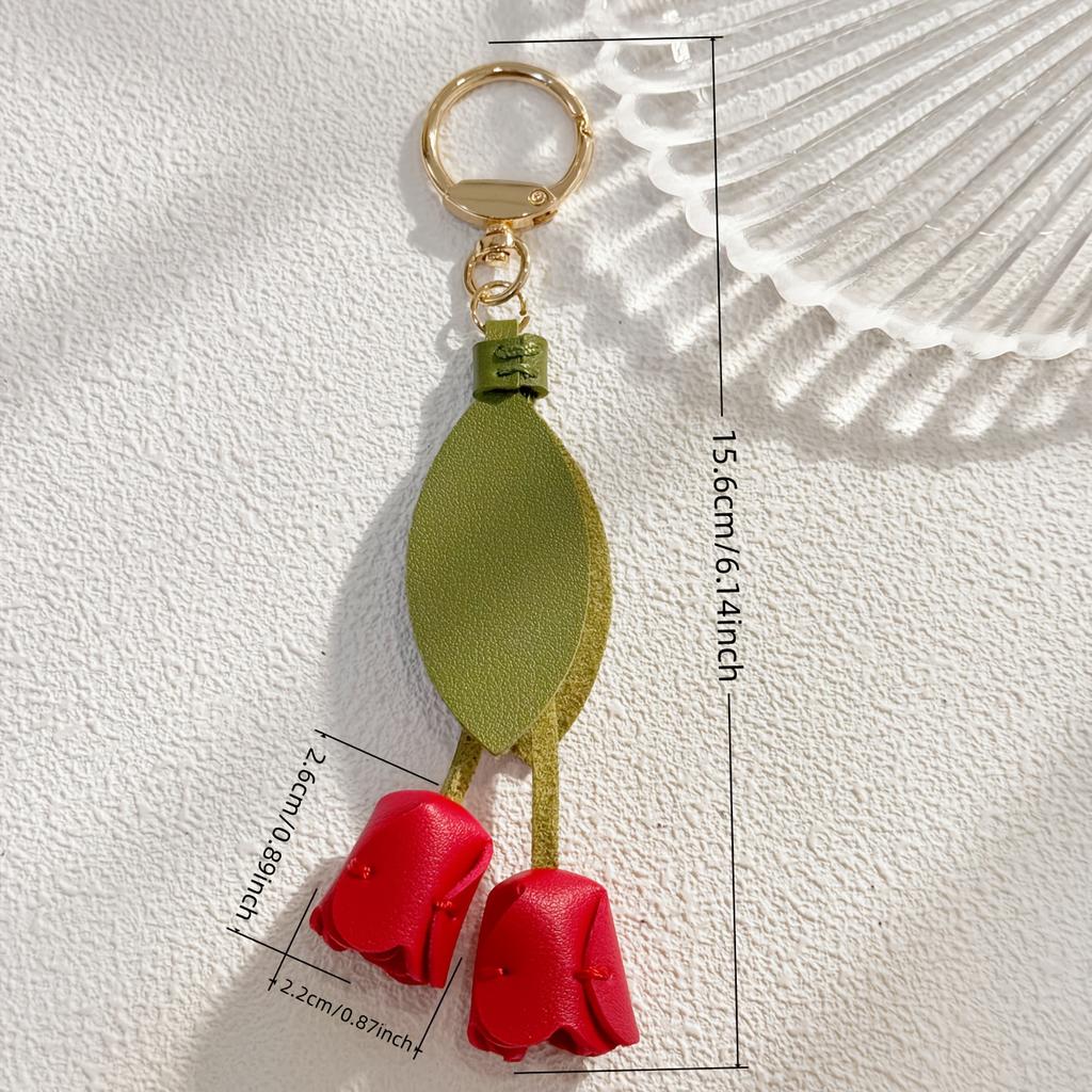 1pc Women's Key Ring, Keychain Sweet Creative Cute Colorful Flower Tulip Pendant, for Daily Wear Bags and Clothing Pendant Decor