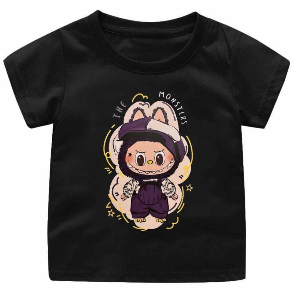 

2025 New LABUBU Children s T-shirt Fashionable and Versatile Style Round Neck Short Sleeved Casual Girls Top 110
