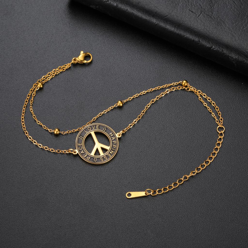 LIKGREAT Peace Sign Bracelet for Women Men Stainless Steel Bracelets Happiness Peace Love Amulet Spiritual Jewelry ChristmasGift