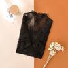 Damen-Unterhemd mit halbhohem Kragen, langen Ärmeln, transparentem Lochmuster-Mesh-Unterhemd, durchsichtigem Pullover-Top für den Alltag