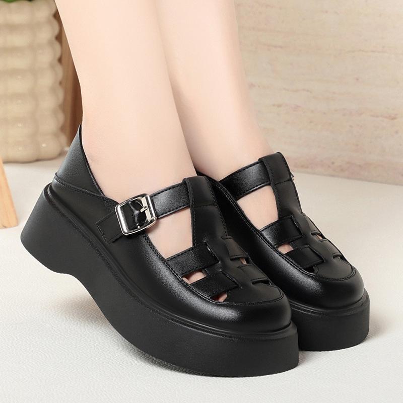 

Women s Roman Sandals For Summer Wear Thick-Soled Shoes For Women With Skirts Bag-Toe Hollowed-Out Pig Cage Shoes Fashion 35