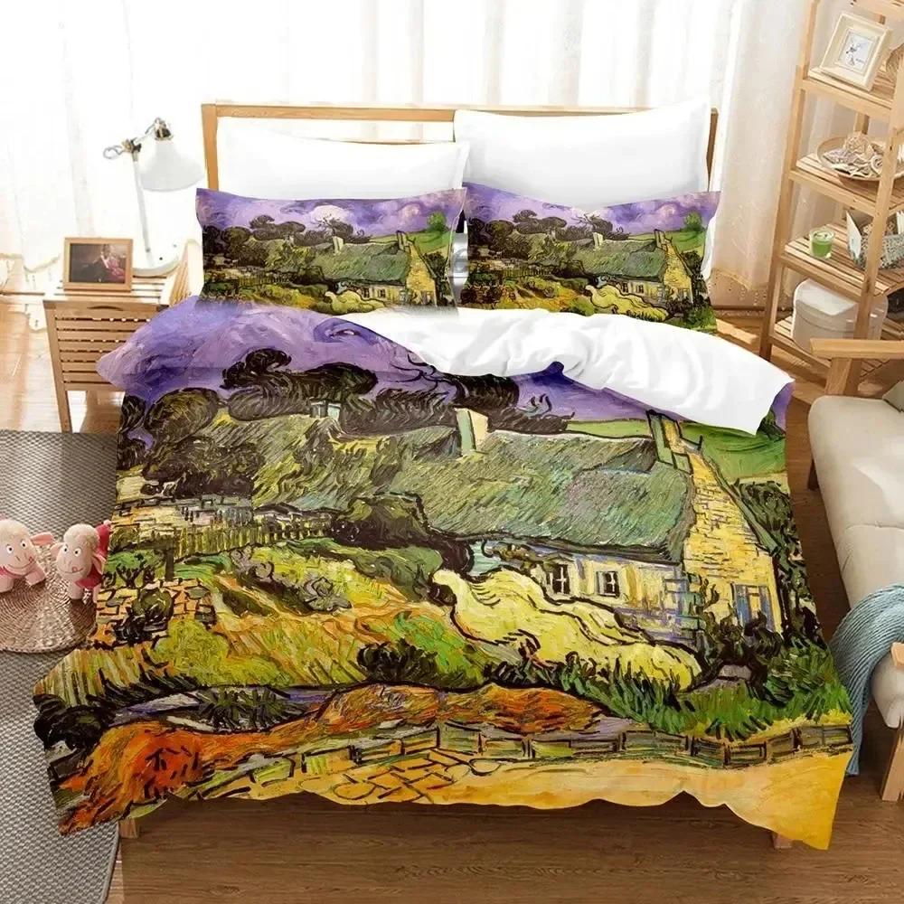 Luxury New 3D Print Van Gogh Bedding Set Duvet Cover Bed Set Quilt Cover Pillowcase King Queen Size Boys Adult Bedding Set