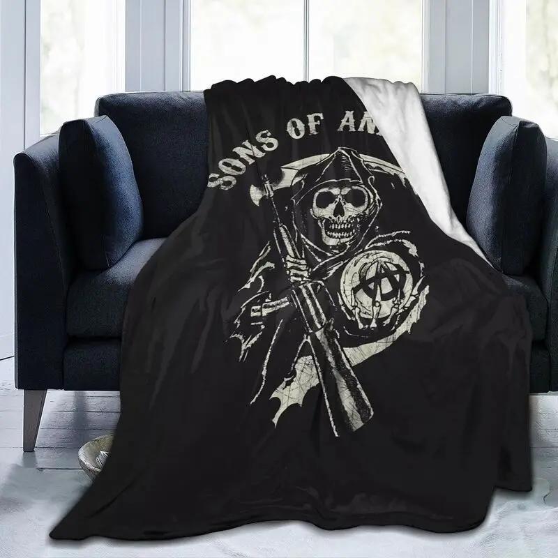 Sons of Horror Drama Anarchy Flannel Fleece Throw Blanket for Sofa Bed Couch Soft Air Conditioner Blanket All Season 80x60 Inch