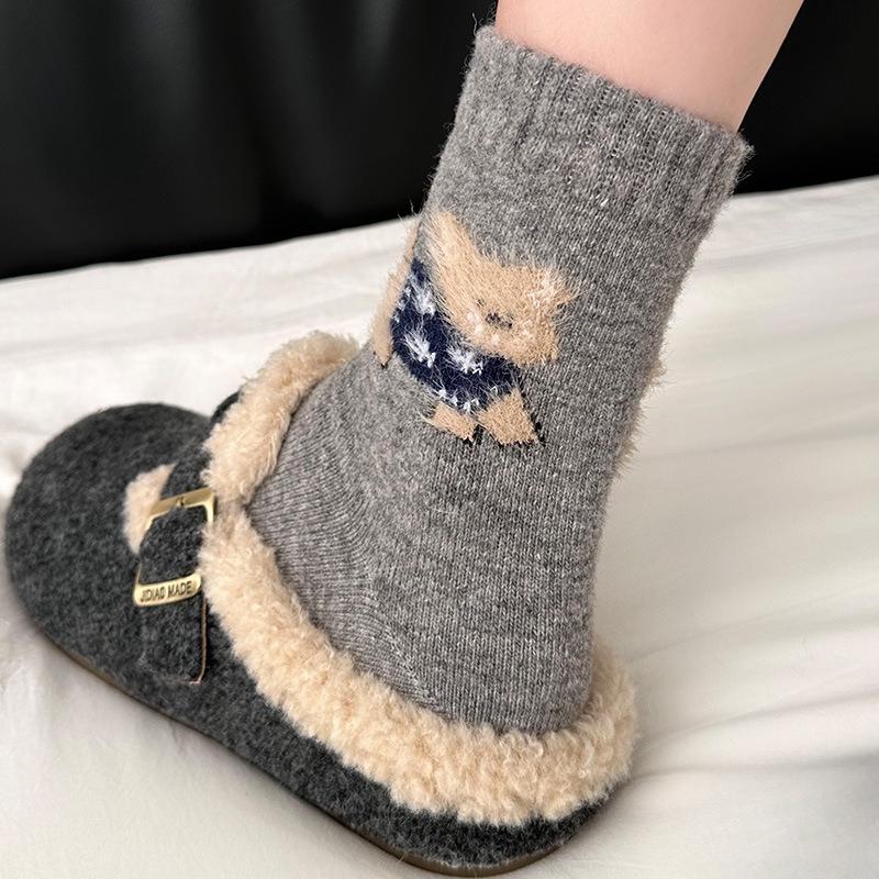 Thick Wool Socks - Children's Warm and Cute Cartoon Pile Socks. Comfortable Elastic Mid-calf Socks.